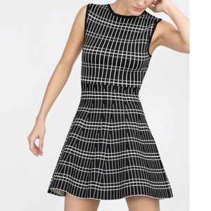 Zara Black/White Patterned Fit Flare Short  Dress